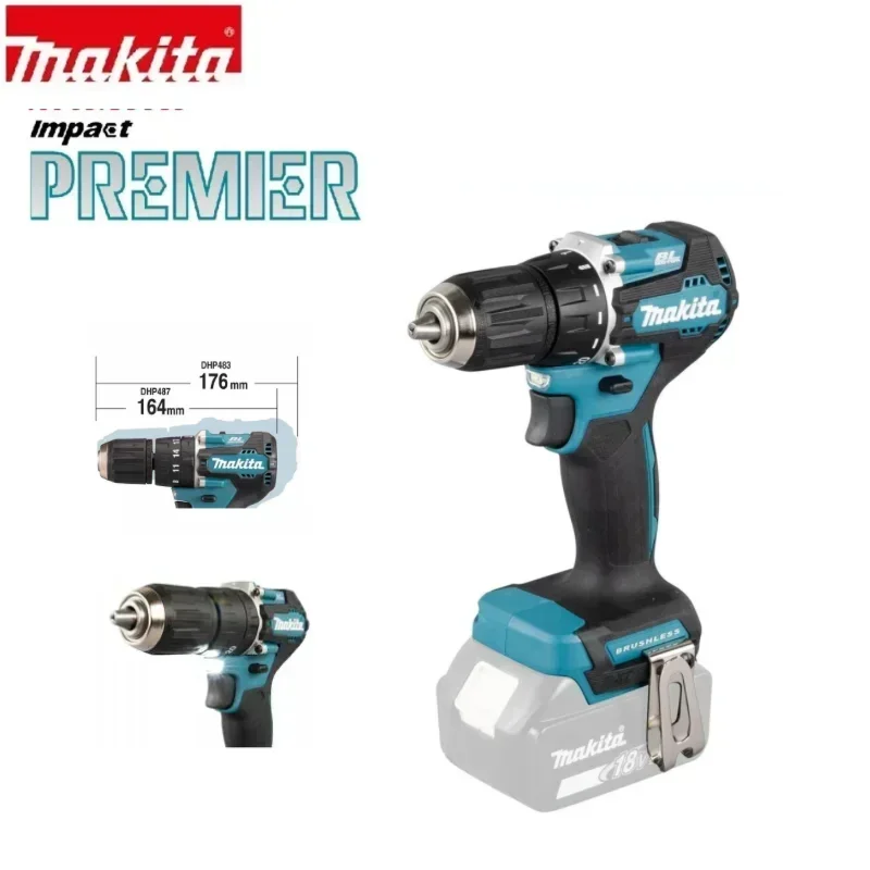 New 2024 Makita DDF487 Screwdriver Cordless Percussion Drill 18V LXT Electric Variable Speed Brushless Motor Impact Power Tools electric drill 18v dc lithium battery power tools impact diy home hammer cordless drill white multi function screwdriver