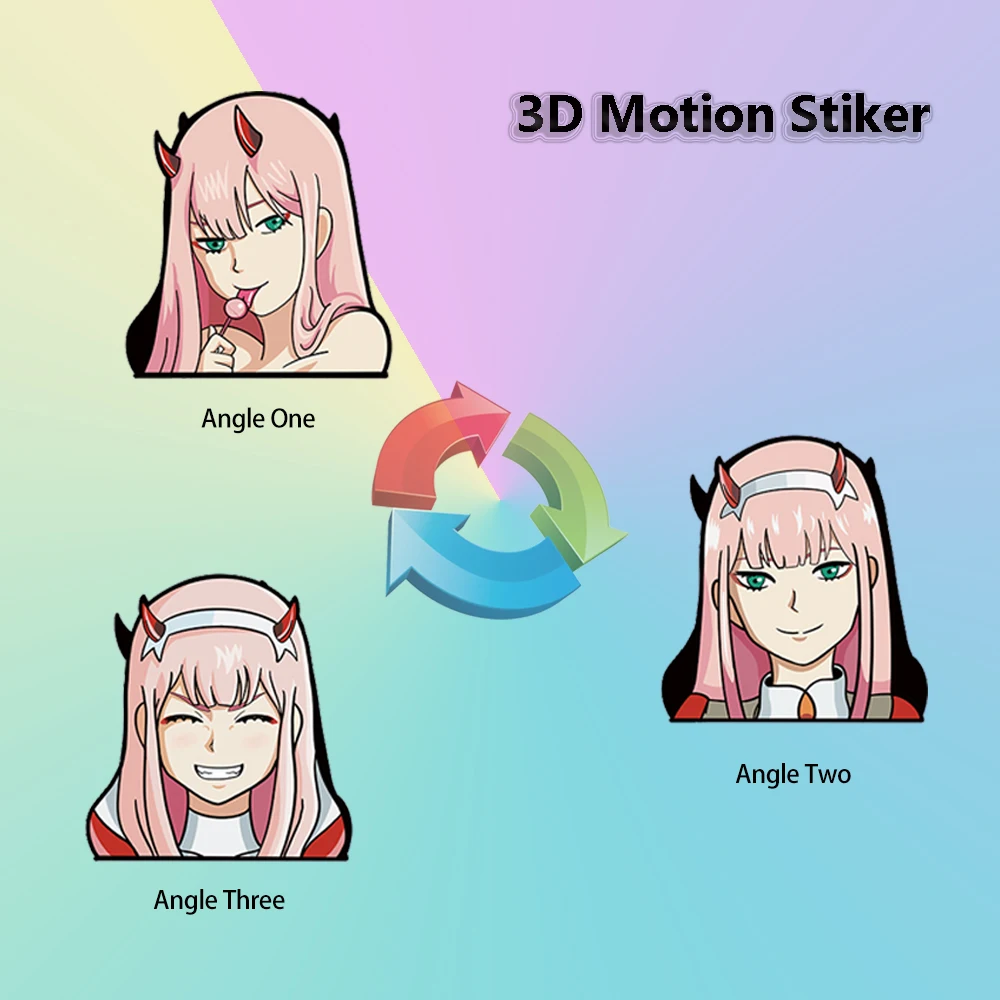 

3D наклейки на движение Zero Two Darling In The Fran XX с аниме, самоклеящиеся наклейки Peeker для автомобилей, скейтборда, Ipad, холодильника и т. Д.