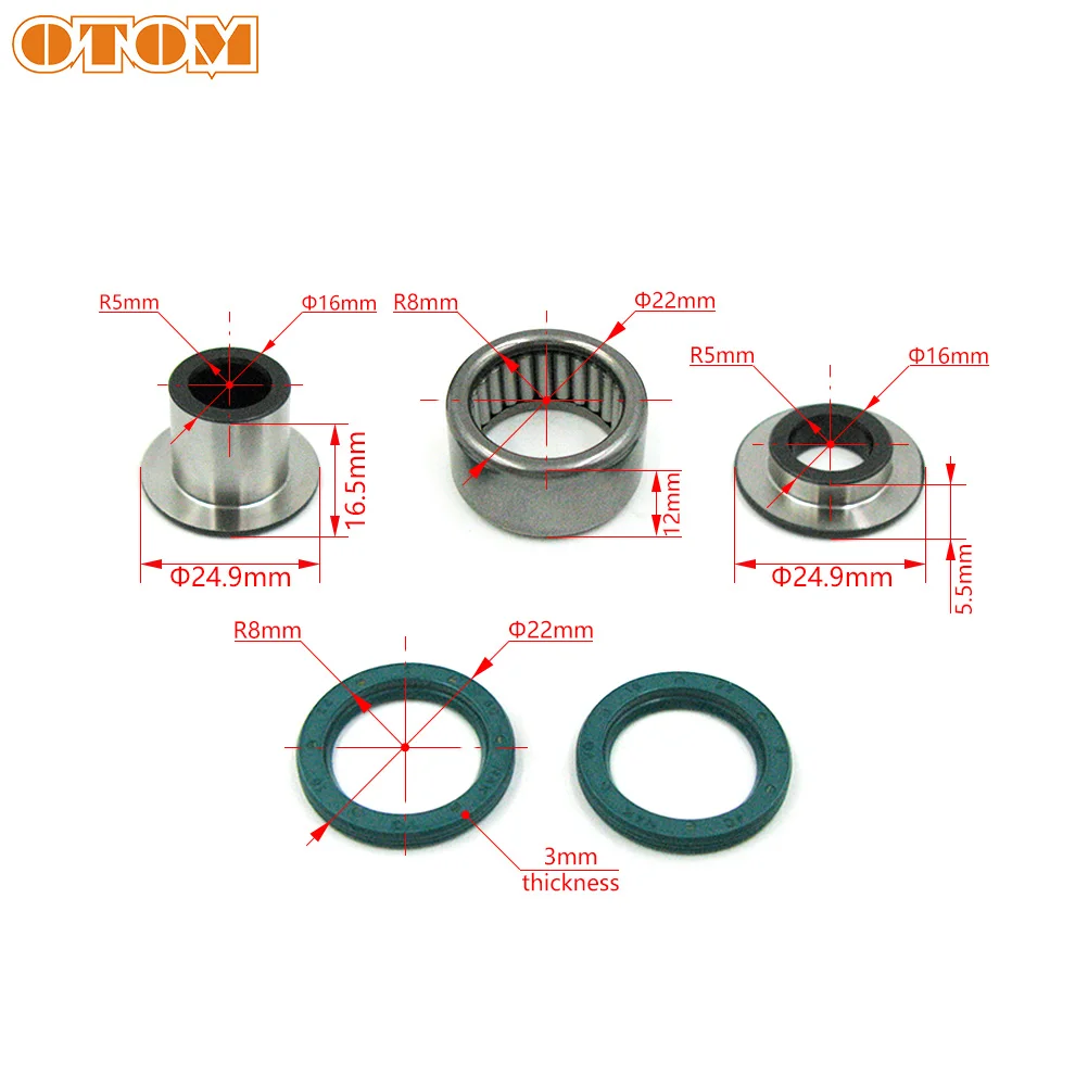 OTOM Motorcycle Rear Shock Absorber Maintenance Kit Needle Roller Bearing Oil Seal Parts For KAWASAKI KX250F KX450F KLX450R