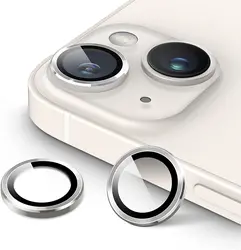 Elegant Purple Tempered Glass Camera Lens Protector with Metal Ring - Premium Phone Accessory - 17pro and 17promax (Silver)
