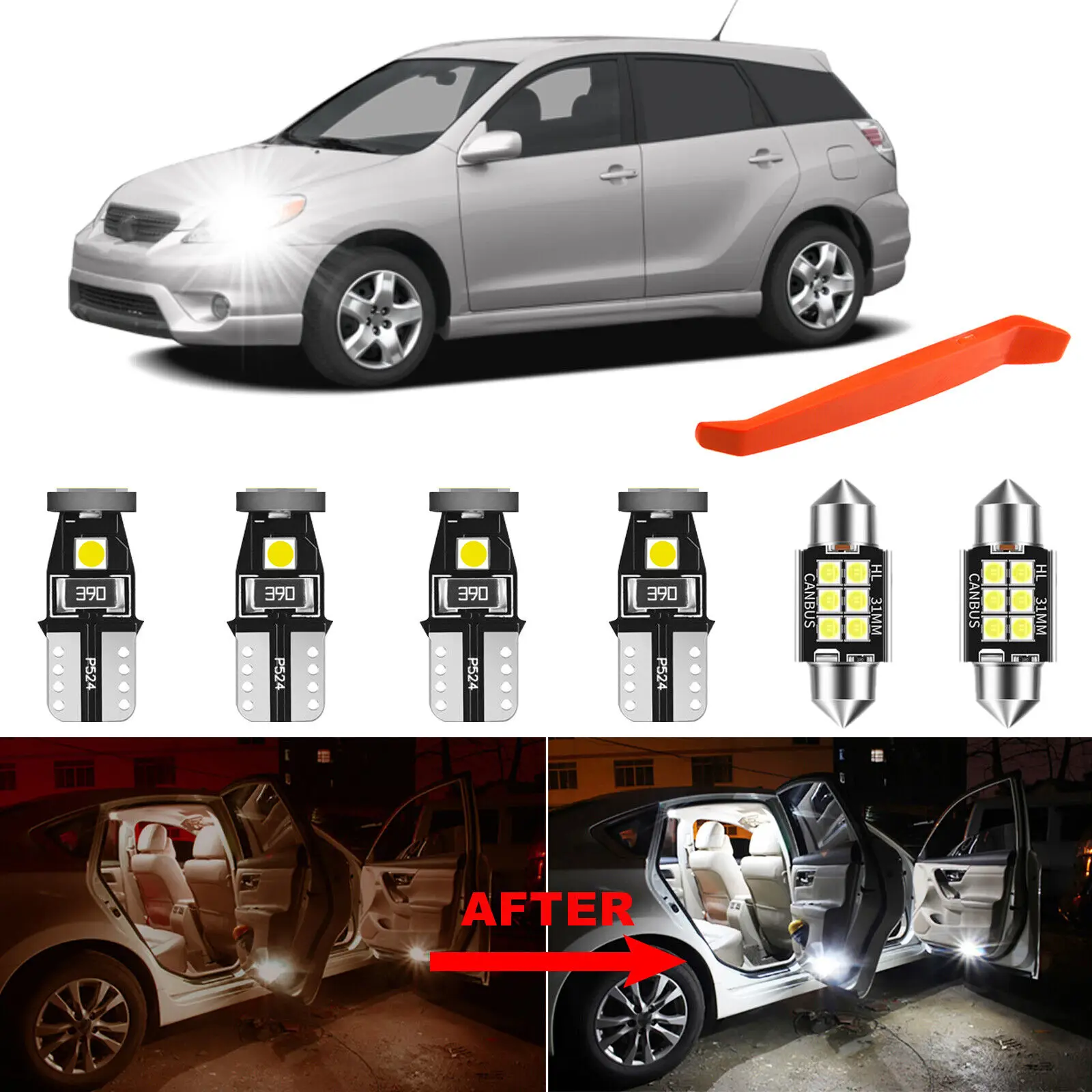 

Winetis, 6 шт., 6000K, белая фотолампа для интерьера, фотолампа для 2003-2008 Toyota Matrix + бесплатный инструмент