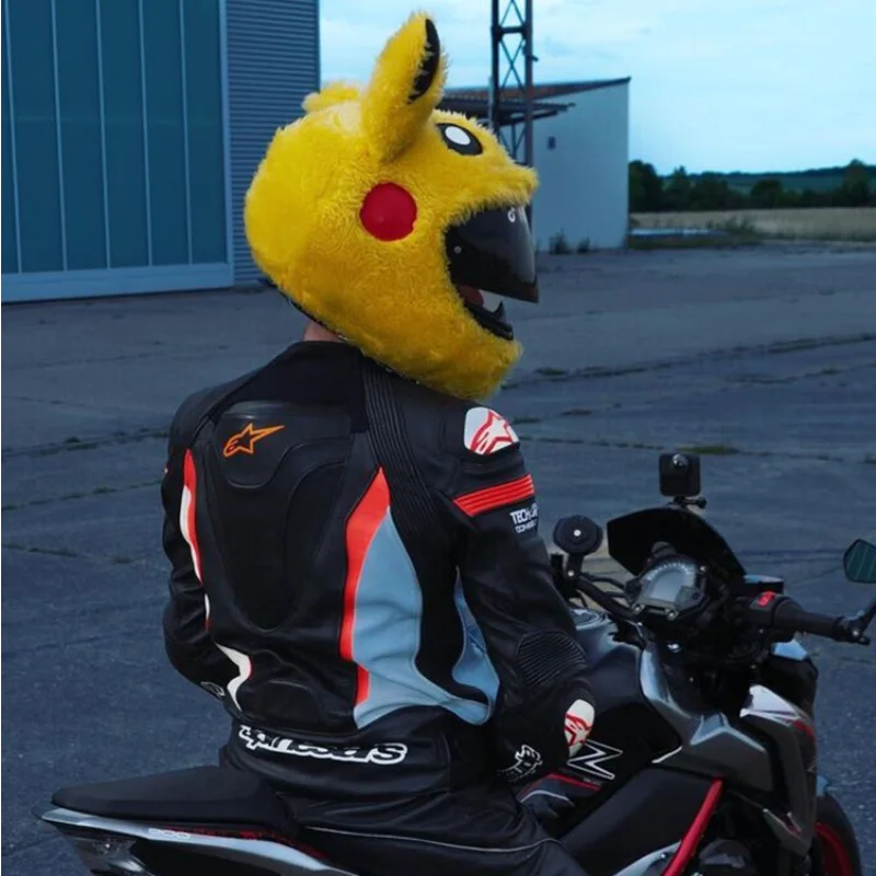 Pikachu Motorcycle Helmet Protection Cover Cartoon Plush Full-Face