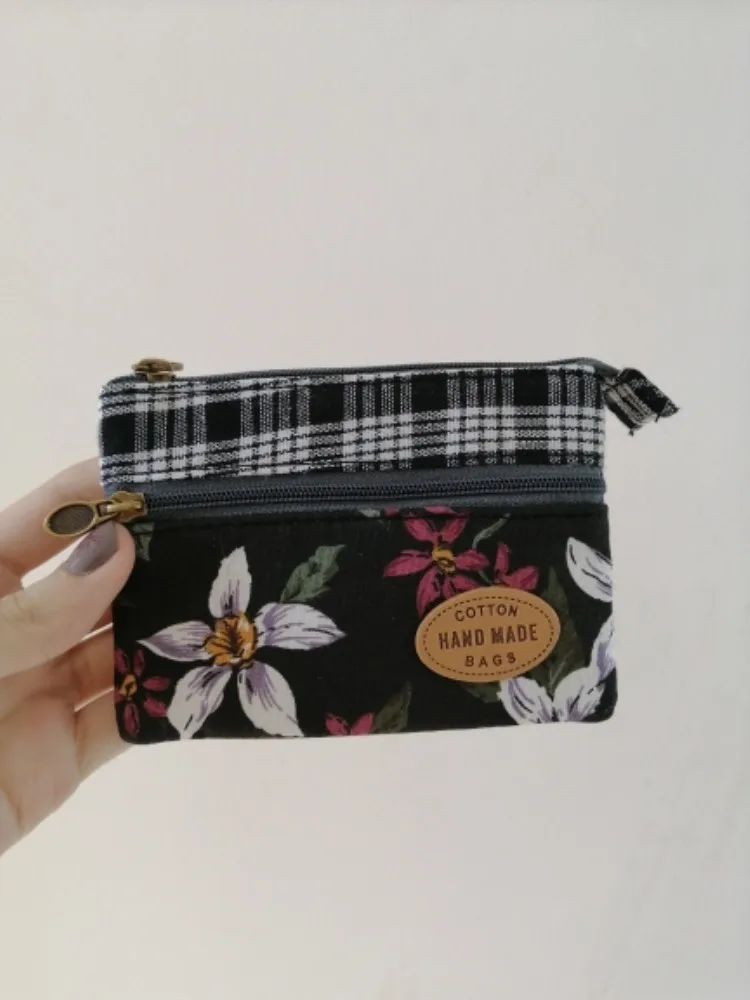 Coin Purse Fashion Flower Multi-layer Cotton Fabric Coin Purse Women Card Wallet