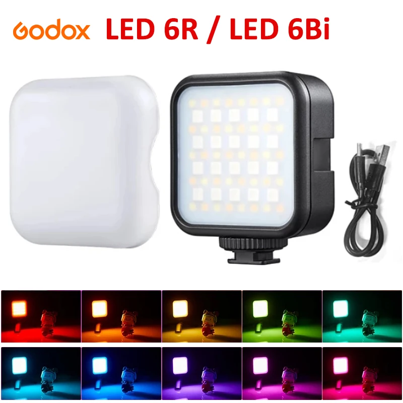 Godox LED 6R RGB 미니 LED 비디오 카메라 조명, 13 FX 효과, 브이로그 비디오 조명, PK VL49 LED 조명