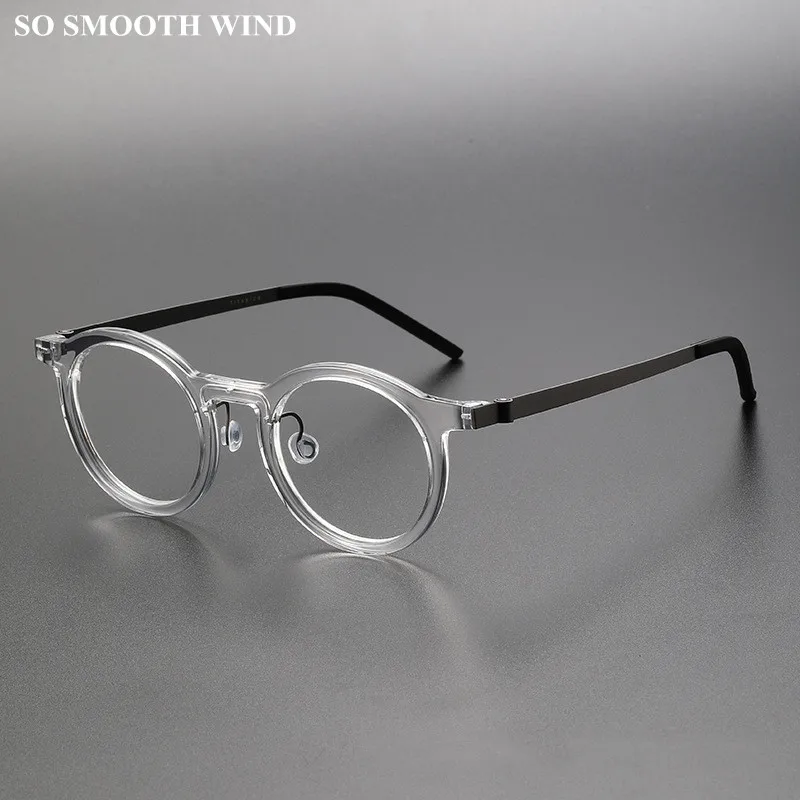 

Denmark Round Glasses Frame 1846 Screwless Men Women Acetate Titanium Prescription Eyeglasses Myopia Optical Eyewear Ultralight