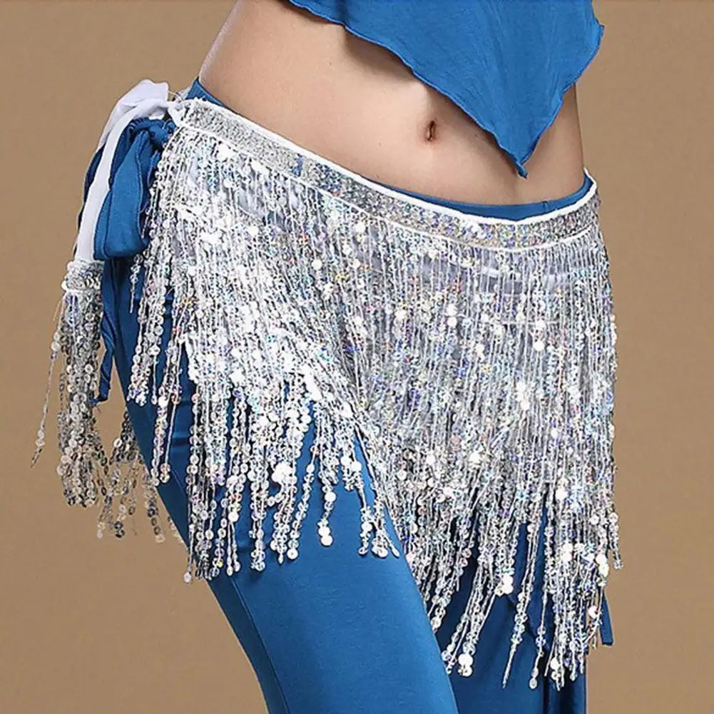 Belly Skirt Sequins Decor Eye-catching Viscose Belly Dance Hip Scarf for Dance
