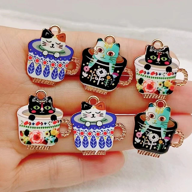 10pcs/pack Kawaii Lovely Cartoon Rabbit Cat Resin Earring Necklace Pendant Cute  Charms DIY Keychain Accessories - AliExpress