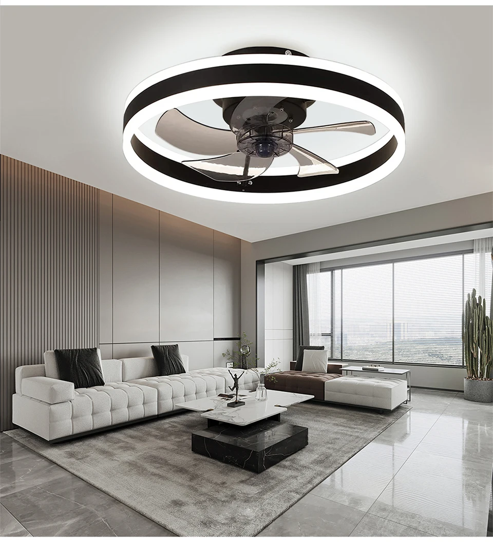 Ceiling Fan 6 Speed Modern Remote Control with Light Reversible Dimmable Suitable for Living Room Bedroom