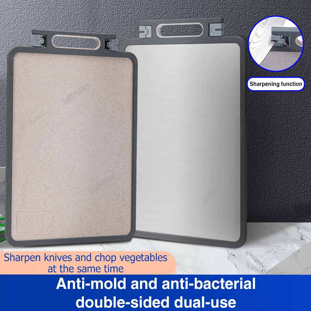 

Двухсторонняя разделочная доска из нержавеющей стали 304, разделочная доска для пищевых продуктов, антибактериальная, Антискользящая, разделочная доска 30 см * 45 см