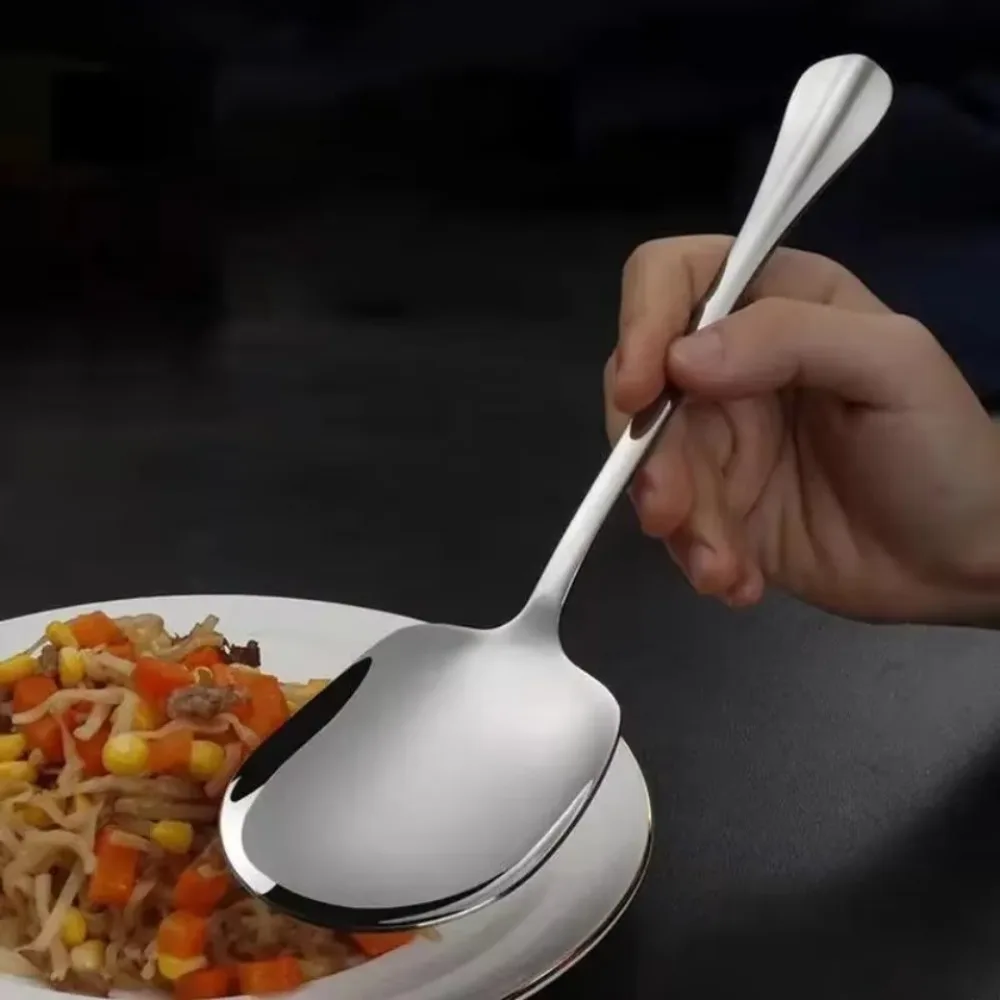 Stainless Steel Large Rice Spoon Ergonomic Metal Serving Spoon Kitchen Flatware Salad Serving Utensils Pasta Serving spoon