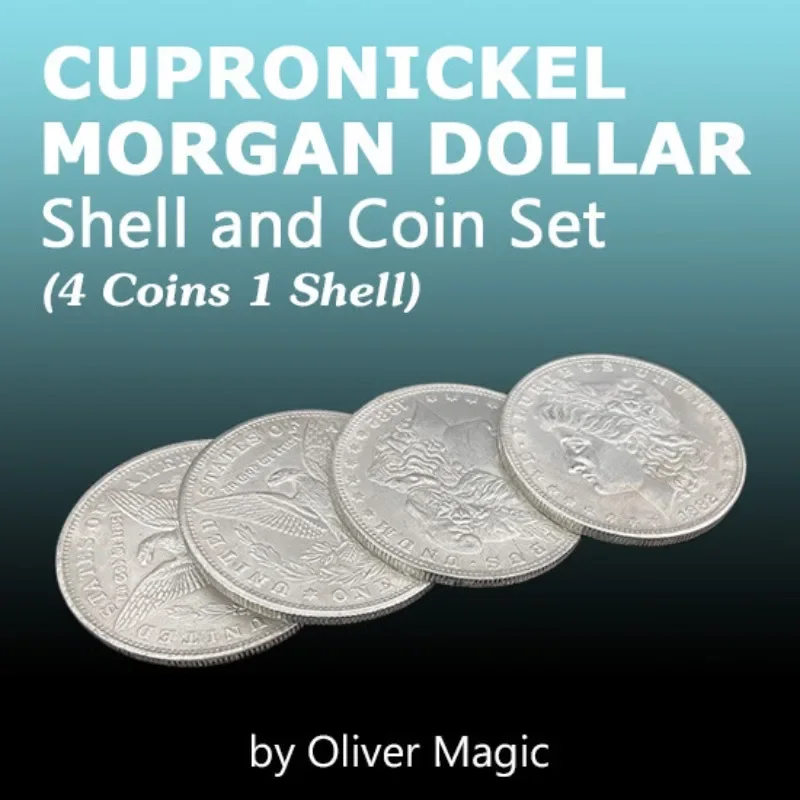 

Cupronickel Morgan Dollar Shell and Coin Set (4 Coins 1 Shell) Magic Tricks Close up Replica Coin Gimmick Illusions Magician