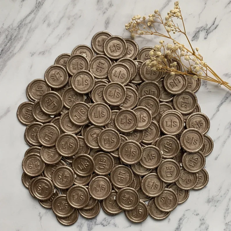Custom Wedding Wax Seal Stickers Handmade Initial Monogram Seals Self-Adhesive wax seal stamp decorative stickers name stickers