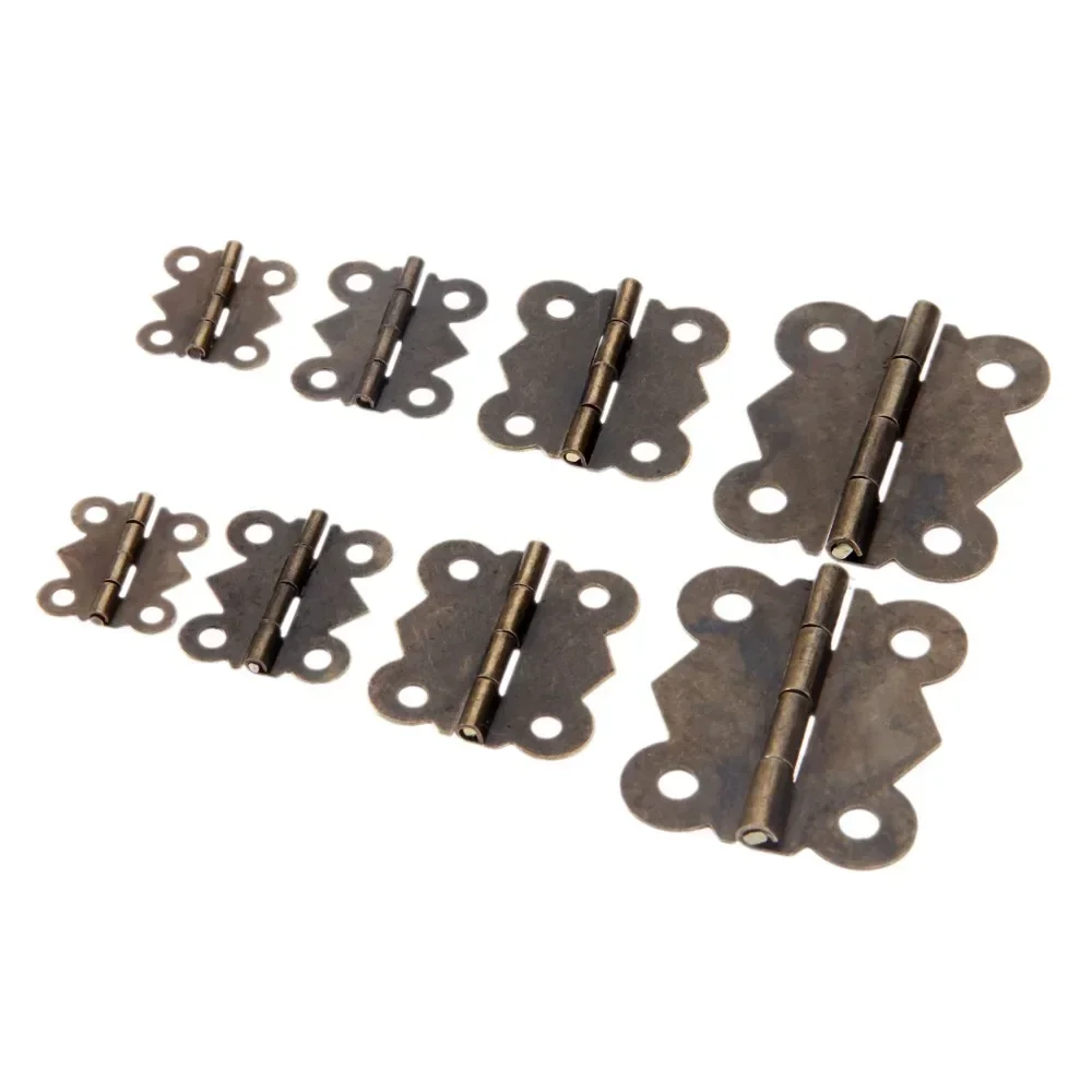 10Pcs Cabinet Furniture 180° Hinges Jewelry Wooden Boxes 4 Hole Butterfly Vintage Hinge Furniture Fittings For Door Cabinets