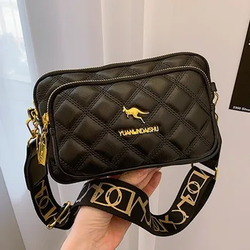 حقيبة كتف كلاسيكية مبطنة من الجلد الناعم للاستخدام اليومي للنساء، حقيبة هاتف متعددة الطبقات، حقيبة كروس ذات سعة كبيرة مع سحاب