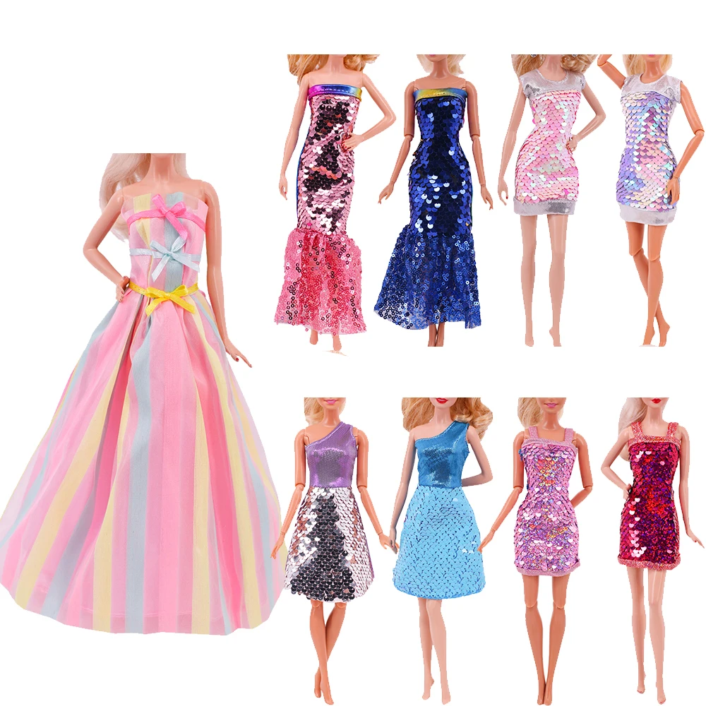 

Free Shipping 9 items Doll Dress Fashion Cheap Casual Wear For Barbies&BJD Clothes Accessories Shoes,Girl`s Toys,Birthday Gift