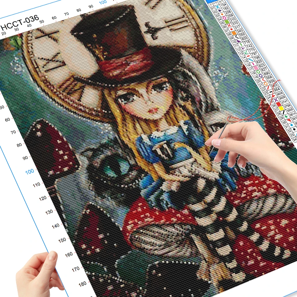 Disney 11CT Printed Canvas Alice In Wonderland Cross Stitch Artwork Cartoon Embroidery Set Handmade Knitting DIY Home Decoration