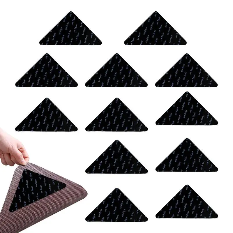 

Rug Pad Corner Grippers 12pcs PU Rug Corner Grippers Traceless Double Sided Non-Slip Triangle Washable Gripper Removable