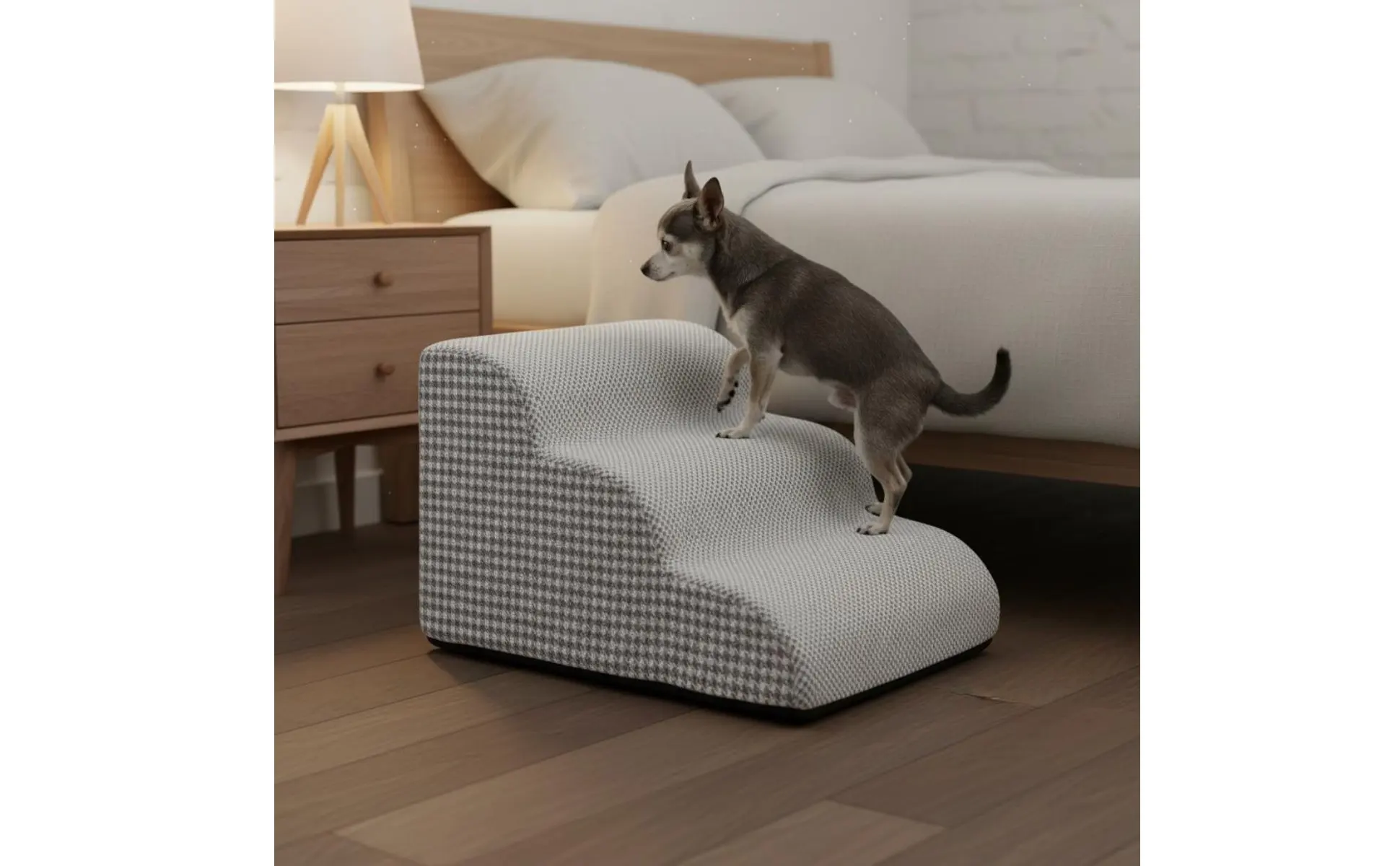 Sofa Entry Steps for Dogs Removable Cleanable Cover Firm Foam Dog Ramp Lightweight Dog Stairs Gentle Slope for Bedside