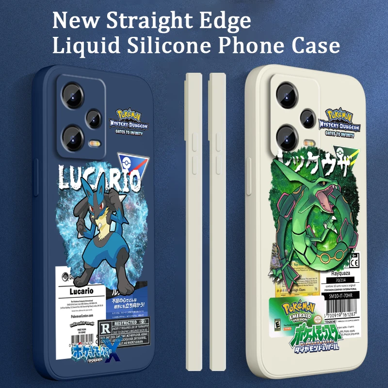 Pokemon Mewtwo Riolu Rayquaza Liquid Left Rope Per Xiaomi Redmi Note 12 12S 12R 11 11T 11S 10 10S 9 8 8T Pro Plus 5G Soft