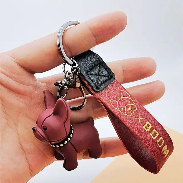 Black Cool Bulldog Keychain For Women Cute Dog Resin Keyring Girls Bag  Accessories Fashion Car Charm