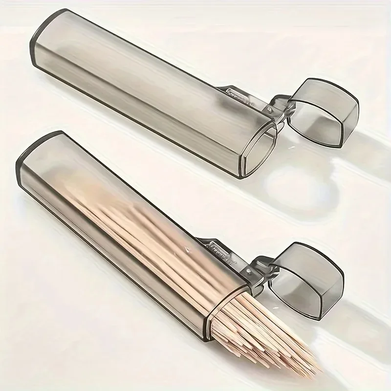 Toothpick Holder for Outdoor Plastic Portable Toothpick Case - Clear Travel, Kitchen, and Restaurant Supplies