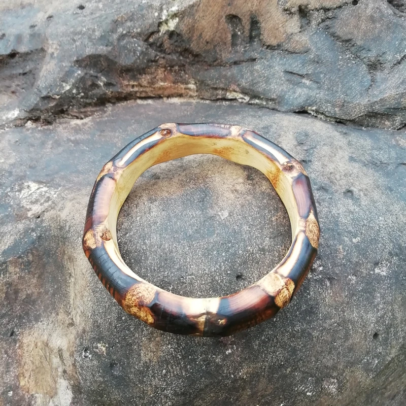 Nilerun Vintage Unique Handmade Rattan Wood Thick Real Natural Bamboo Root Bangle Unisex Bracelet for Couples Men and Women 5