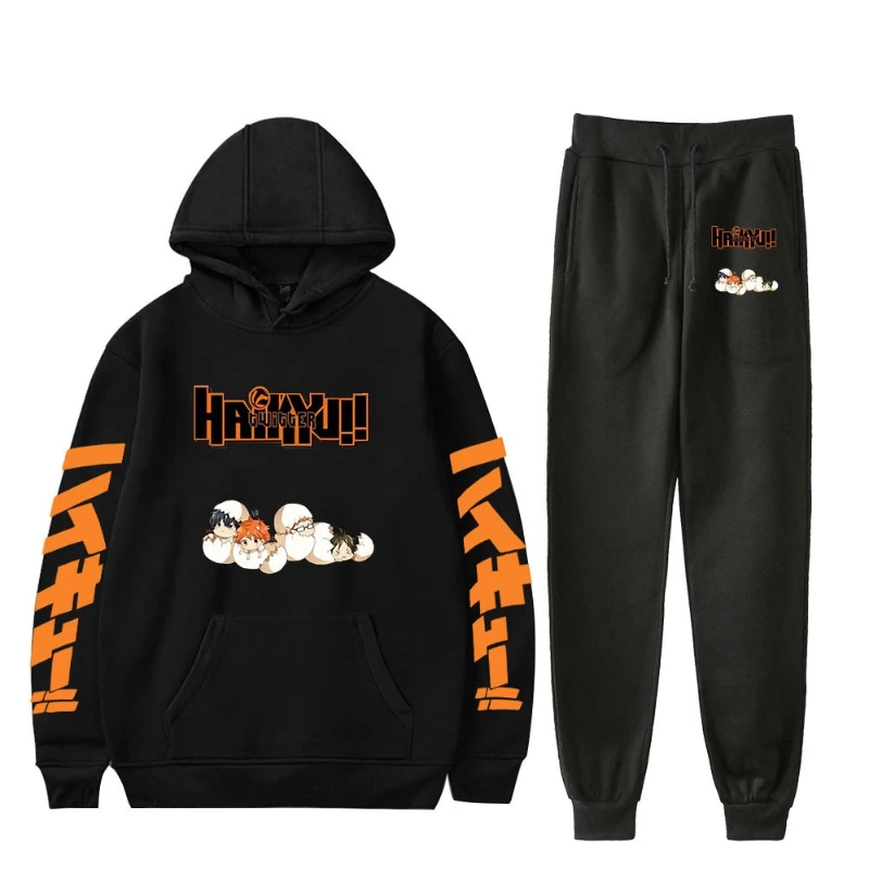 NEW Haikyuu Costume Tracksuit Set Hoodie+Pants Sweatshirts 2 Pieces Set Hoodies Sporting Suit Coat Sport Set Sportswear Tops