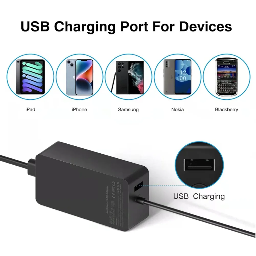 para Microsoft Livro de Superfície Pro3 Pro4 Pro Pro Pro7 Adaptador de Energia 1706 Carregador Carga Rápida com 5v 1a Novo 15v 4a 65w - Imagem 2