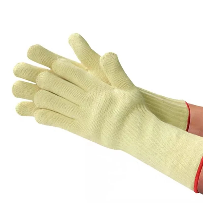 Thicken Double Cotton 500 Celsius Super Heat Resistant Anti Burn Heatproof Gloves Oven Kitchen White protective gloves