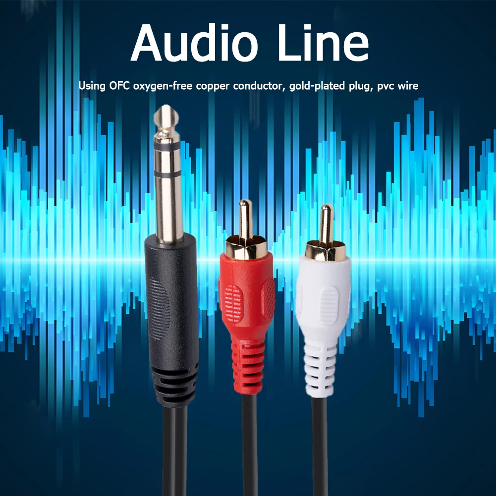  RCA-1/4 TRS  ̺ ü, 6.35mm ׷-2 RCA   Y ̺ 1.5m  ڵ