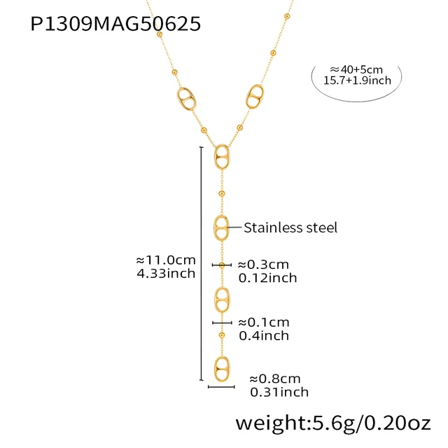 Nivora mode longue chaîne en acier inoxydable colliers pour femmes PVD véritable plaqué or métal femme collier fête Banquet bijoux