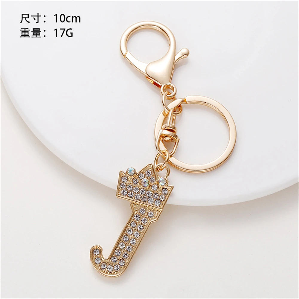 S08e88a2eccc94b8285eb879f5dd45174M Luxury Crown 26 Letter Metal Keyring Fashion Rhinestone Initial Keychain Bag Pendant Charms DIY Accessories Birthday Gifts Mallzona