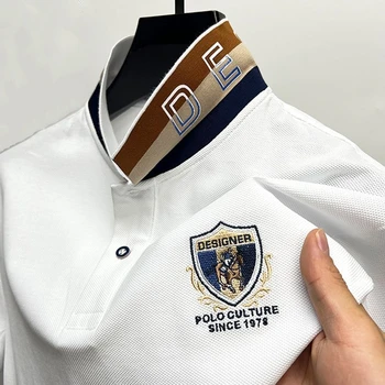 Polo da uomo di lusso 100 cotone di fascia alta 2025 Estate Nuovo cavallo ricamato mezza manica Business Fashion Abbigliamento da uomo traspirante