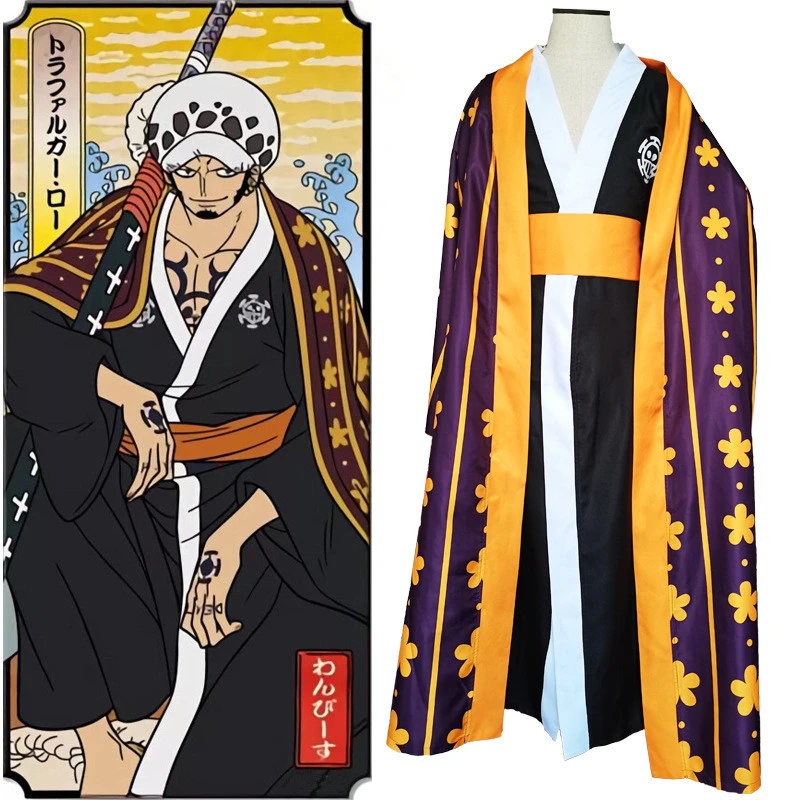 

Anime ONE PIECE Wano Country Land of Wano Trafalgar D Water Law Cosplay Costumes Set Coat Lining Belt Suit Adult Unisex Prop