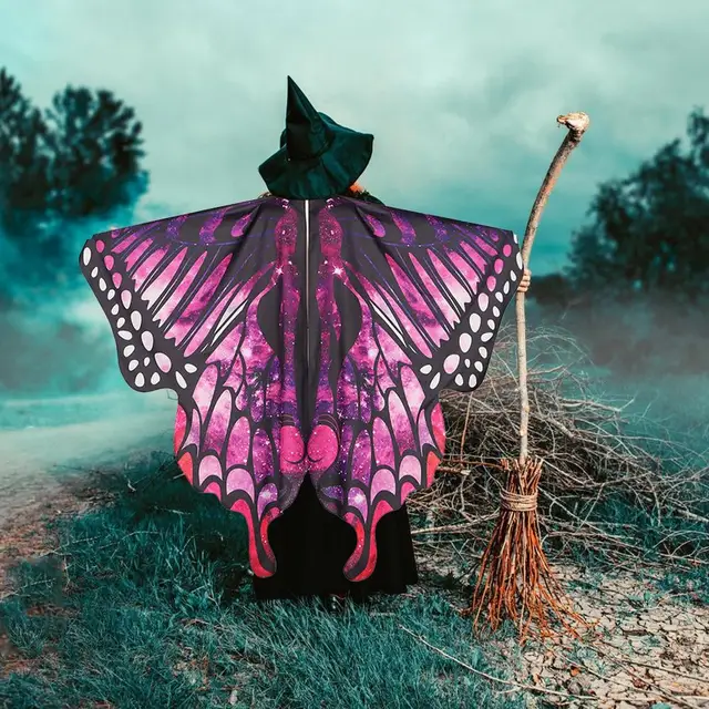 Adult Rainbow Butterfly Fairy Wings - Large, Satin & Mesh, Costume Accessory