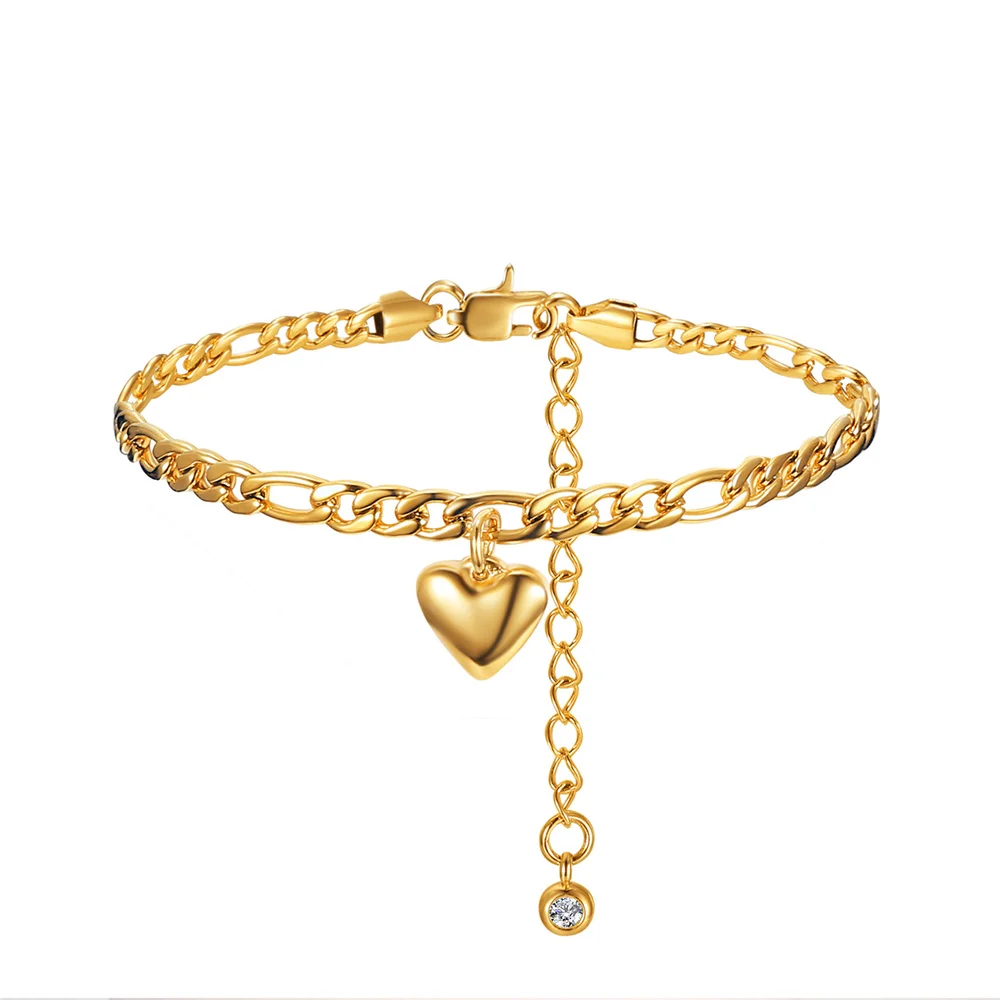 Anklets for Woman Gold Color Stainless Steel Cuban Link Ankle Bracelets Summer Womens Fashion Leg Chain Beach Foot Jewelry