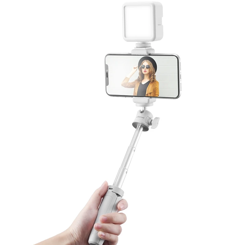Ulanzi MT-08 White SLR Camera Smartphone Vlog Tripod Mini Portable Tripod with Cold Shoe Phone Mount for iPhone Android