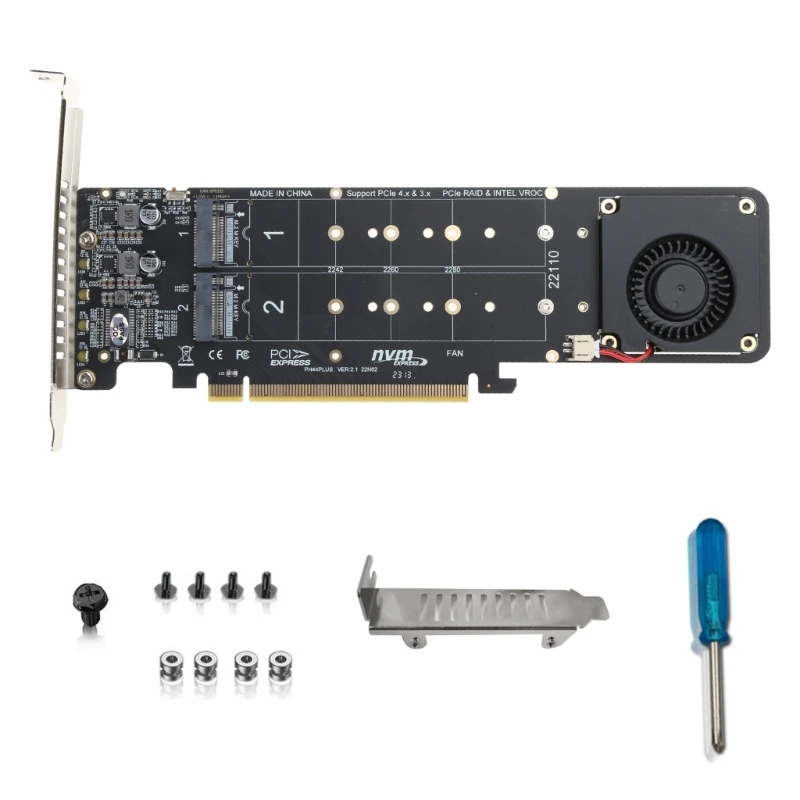 

PCI-E Split Card PCI-E X16 to NVME for M.2 for M for Key 4 SSDs for RAID Arr P9JB