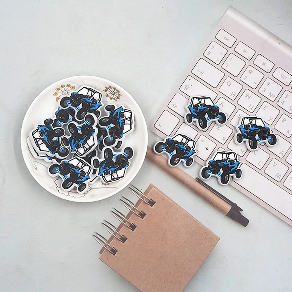 

Chenkai 10PCS RZR Blue ATV Beads Silicone Charms Focal Beads For Beadable Pen Character Beads For DIY Baby Pacifier Dummy Chains