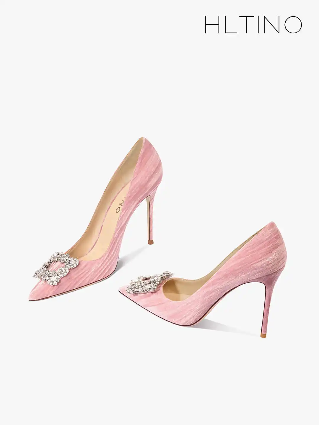 Shoes Woman 2025 New Pink Drill button Luxury Shoes For Women Brand Pumps Pointed Toe High Heels Party Elegant Ladies Shoes 43