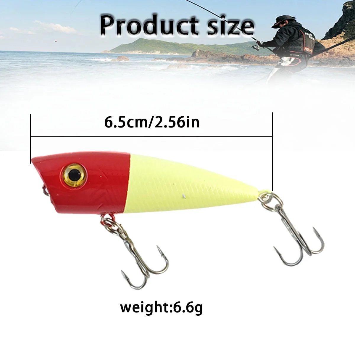 Fishing Lure, Floating Hard Bait With Built-in Steel Rattle Balls, 3D Realistic Fish Eyes, Simulated Fish Scales, Treble Hooks - 6