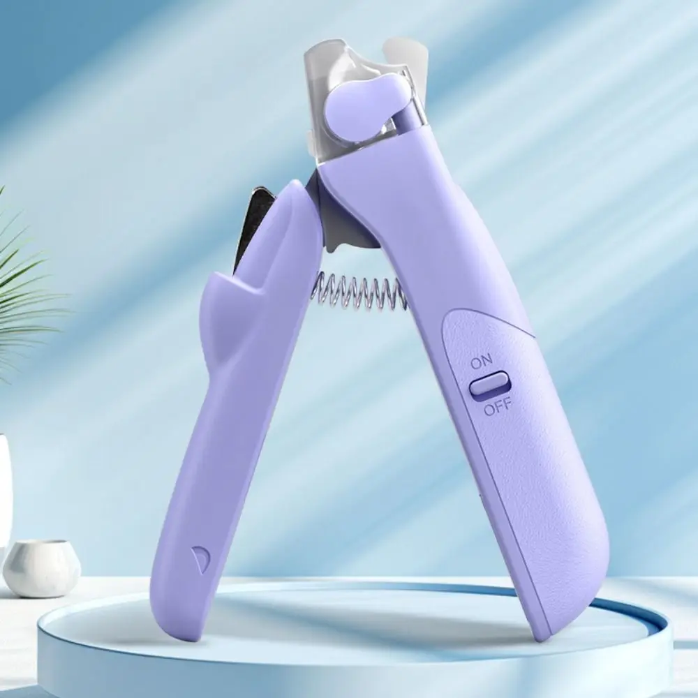 With LED Pet Nail Clipper Splash Guard High Hardness Dog Toenail Trimmer Labor-saving Spring Design Pet Nail Trimmer