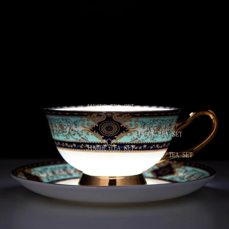 250ml Ceramic Coffee Cup High End Bone China English Afternoon Tea Set Cup, Plate, Spoon Set Underglaze Color Drinking Utensils