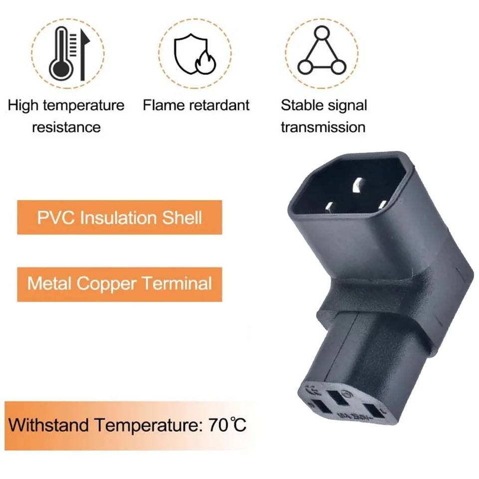 4 Adattatori IEC C14 A C13 Angolati - Prolunghe Angolo Retto Per PC, Monitor