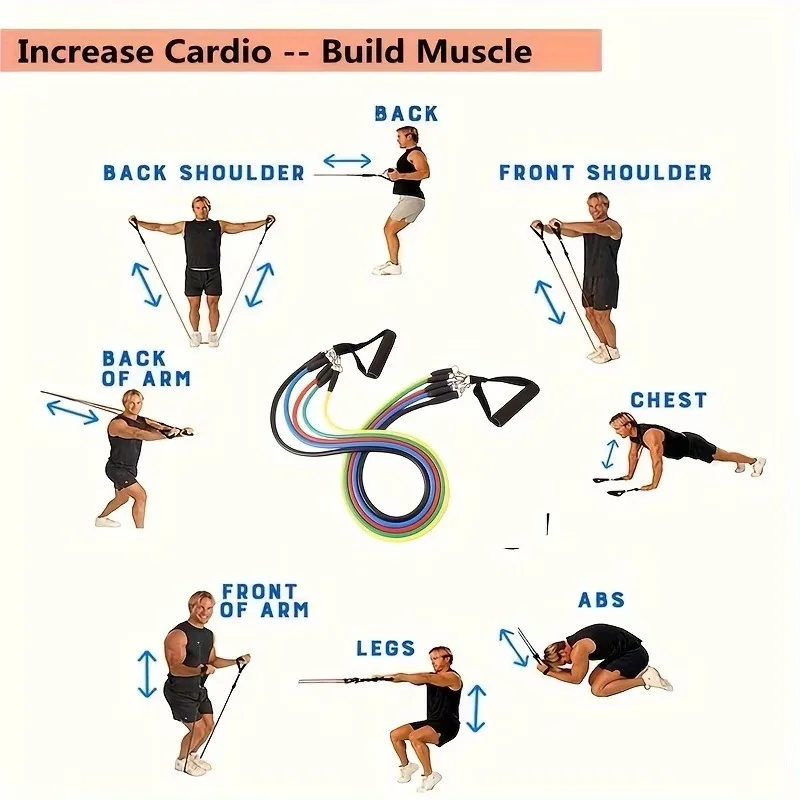 Resistance Band Set with Door Anchor,Exercise Bands,Handles,Handbag,Thigh Band And Ankle Strap,for Yoga,Pilates,Fitness Training