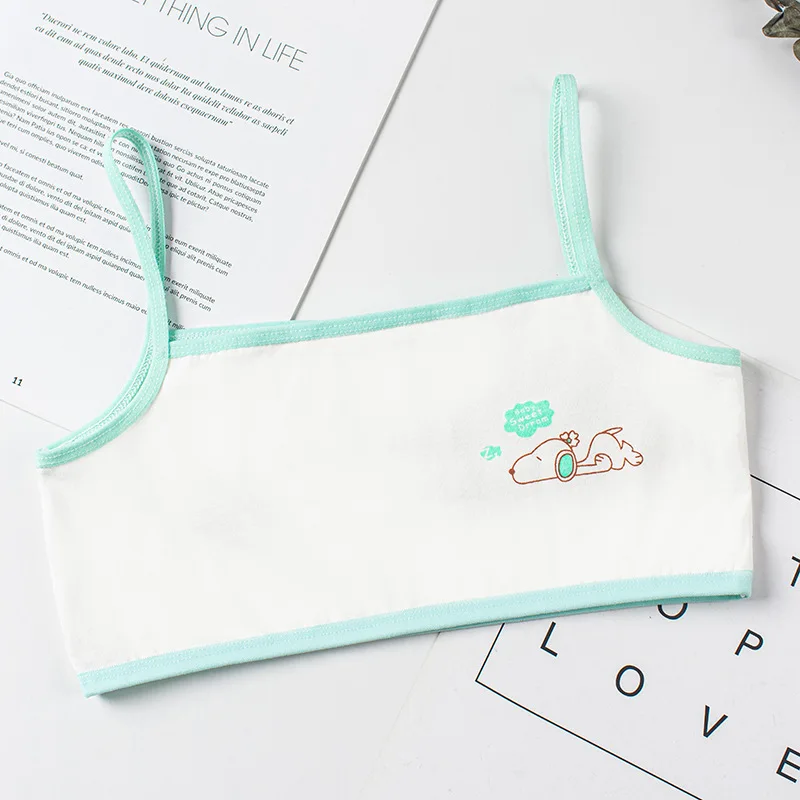 Training Bra Cartoon Pure Cotton Primary School Girl Bra Base Coat Anti-bump Tube Top Solid Color Sling Vest 7-14 Years Old Training Bra training bra