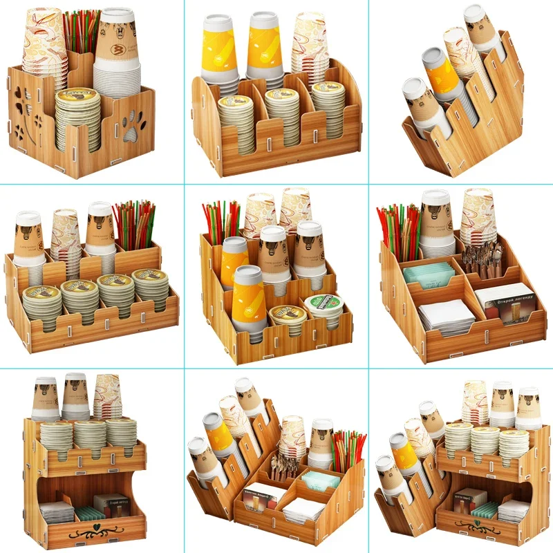 

Storage Rack Coffee Tea Shop Cup Holder Many Grid Storage Appliances Disposable Cup Frame Cup Taker Space Saving