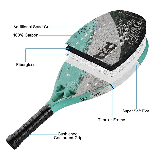 INSUM Beach Tennis Racket Full Carbon Fiber EVA Soft Sand Grit Racket beach tennis for Beach Sport 5
