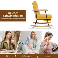 Fauteuil à bascule Superaly, fauteuil à bascule avec accoudoirs, repose-pieds réglable, avec structure en métal, jaune brunâtre 5
