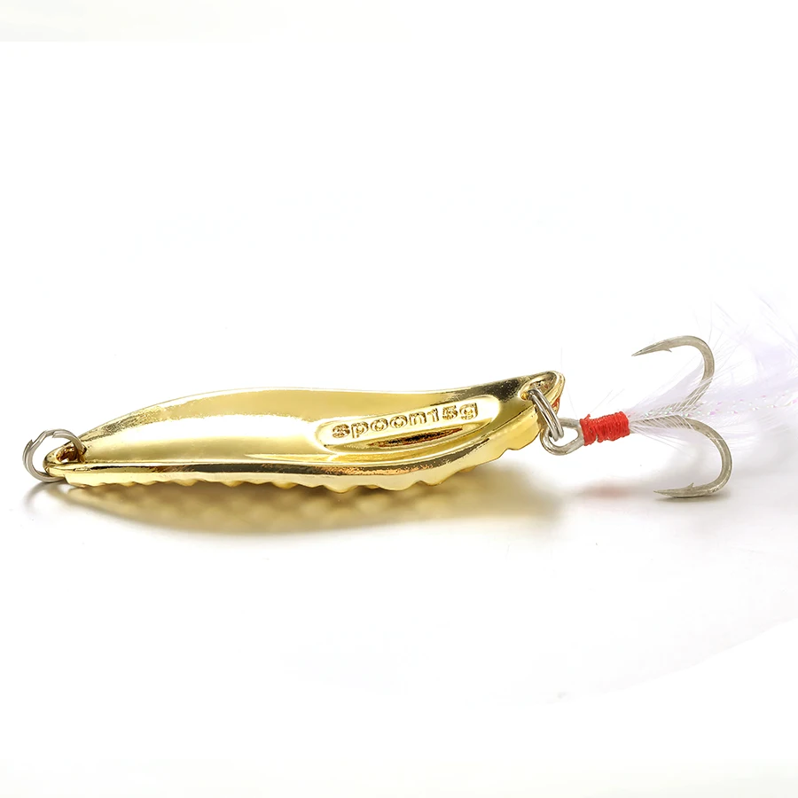 1pcs Metal Luminous Spinner Spoon Fishing Lures 2.5g-20g Sequins Spinner With Feather Treble Hook Pesca